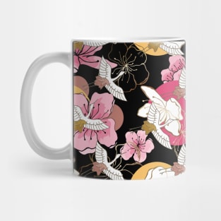 Floral crane pattern Mug